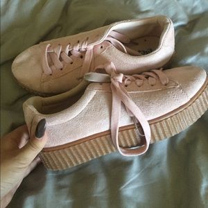 Pink Suede Platforms